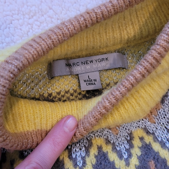 Marc New York Fair Isle Yellow and Metallic Sweater - Picture 3 of 6